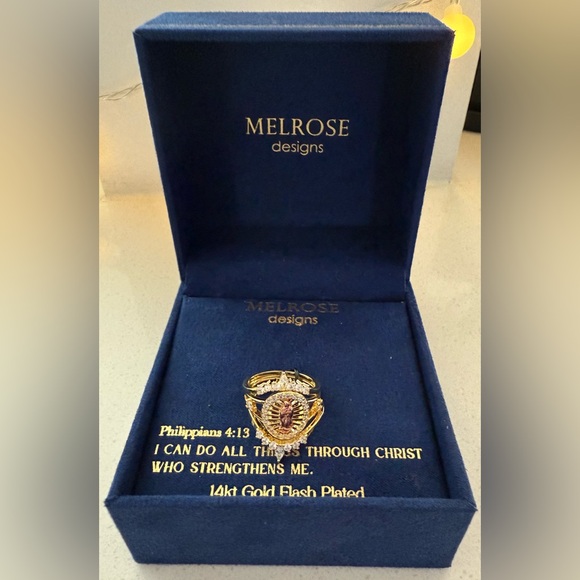 Gold Plated Stackable Rings w/ Design of the Virgin Mary - Picture 3 of 7